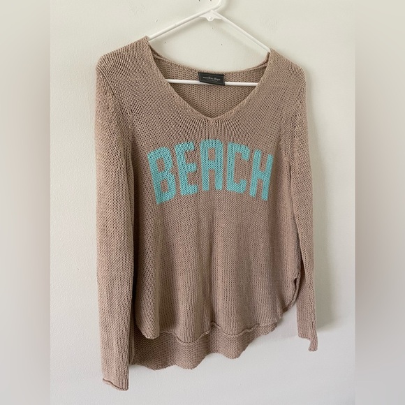 Wooden Ships BEACH Oversized Slouchy Sweater Boho Beachy Size XS/S Beige - Picture 3 of 8